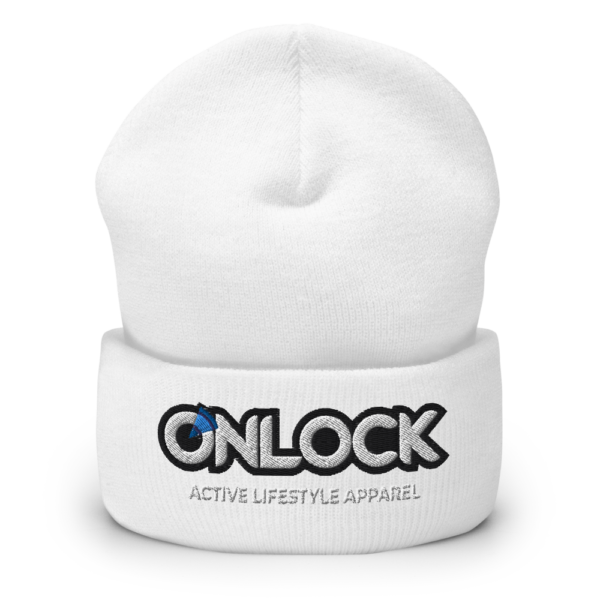 ONLOCK Logo Slogan Cuffed Beanie - White
