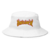 ONLOCK Yellow Red Flames Gnar Bucket Hat - White