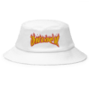 ONLOCK Yellow Red Flames Gnar Flexfit Bucket Hat - White