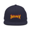 ONLOCK Yellow Red Flames Gnar Snapback Hat - Navy