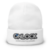 ONLOCK Logo Slogan Knit Beanie - White