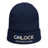 ONLOCK Logo Slogan Organic Ribbed Beanie - Oxford Navy