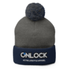 ONLOCK Logo Slogan Pom-Pom Knit Cap - Dark Heather Grey / Navy