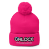 ONLOCK Logo Slogan Pom-Pom Knit Cap - Neon Pink
