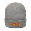 ONLOCK Yellow Red Flames Gnar Recycled Cuffed Beanie - Light Grey Melange