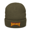 ONLOCK Yellow Red Flames Gnar Recycled Cuffed Beanie - Olive