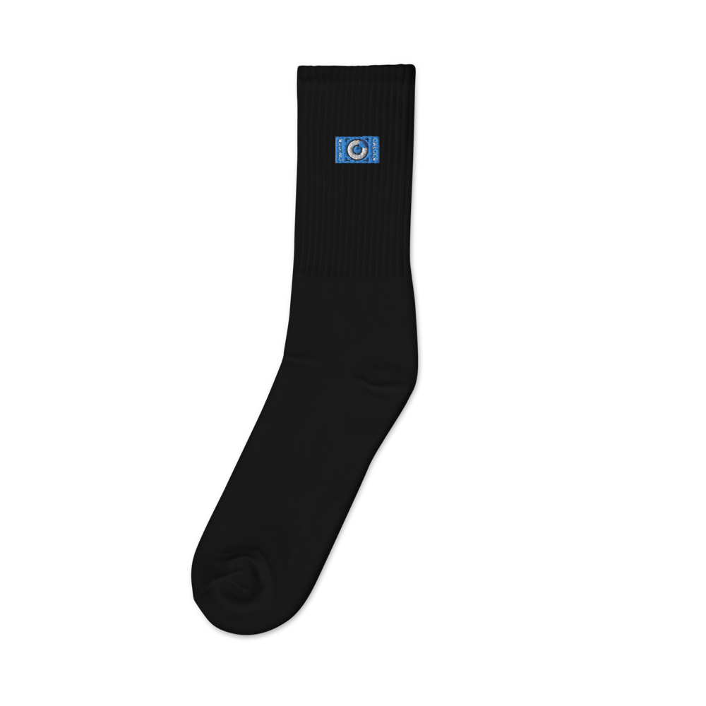 ONLOCK Embroidered Rectangle Brand Socks Black - ONLOCK