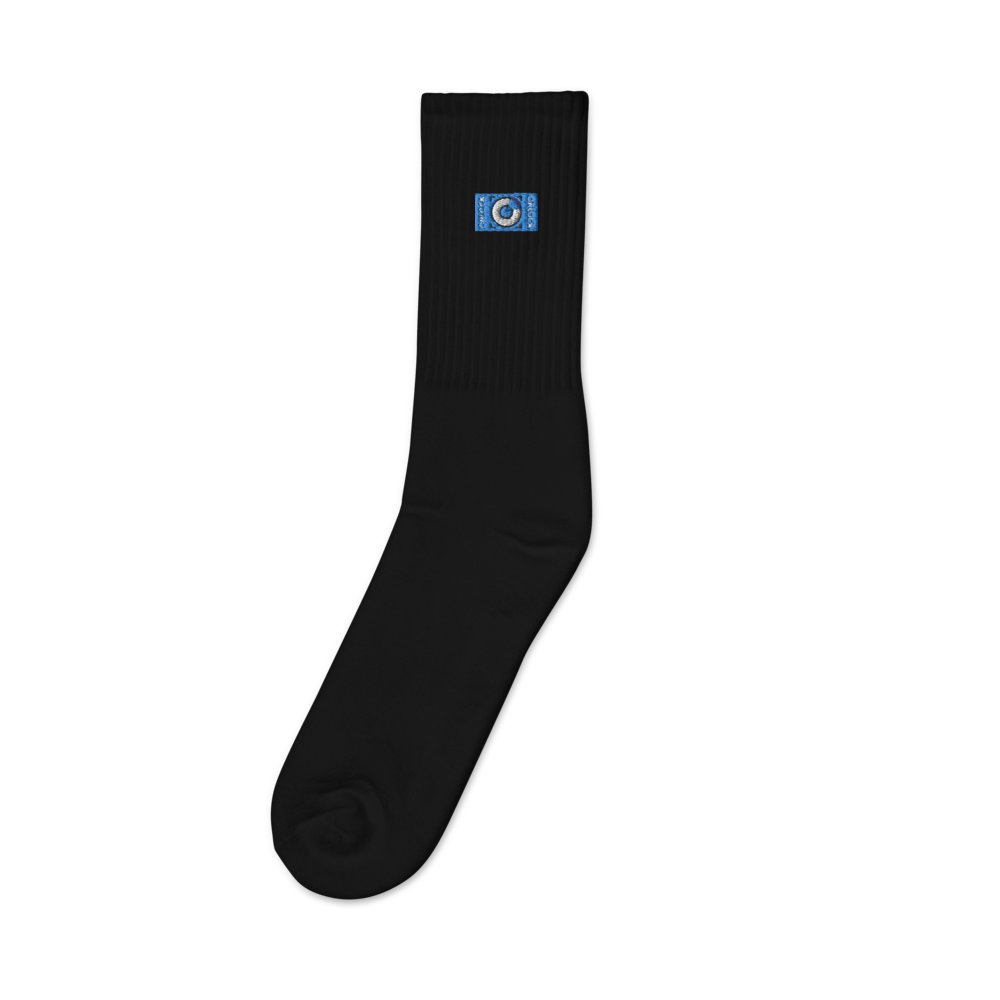 ONLOCK Embroidered Rectangle Brand Socks Black ONLOCK